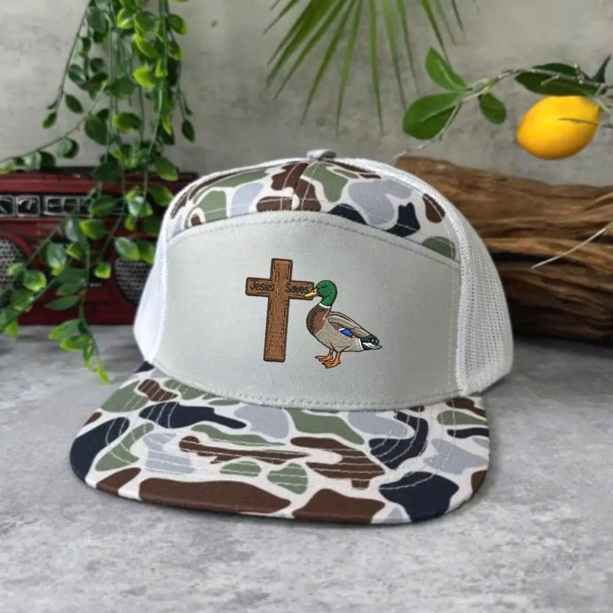 Jesus Saves Mallard Duck Hat, Unisex Adjustable Snapback Trucker Hat – Summer Beach & Sports Cap with Mesh Back