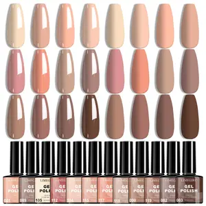 Gel Nail Polish Set, 12 Colors Nude Skin Neutral Soak Off Gel Nail Polish, Nail Art DIY Home Salon Gift, Poly Gel Kit