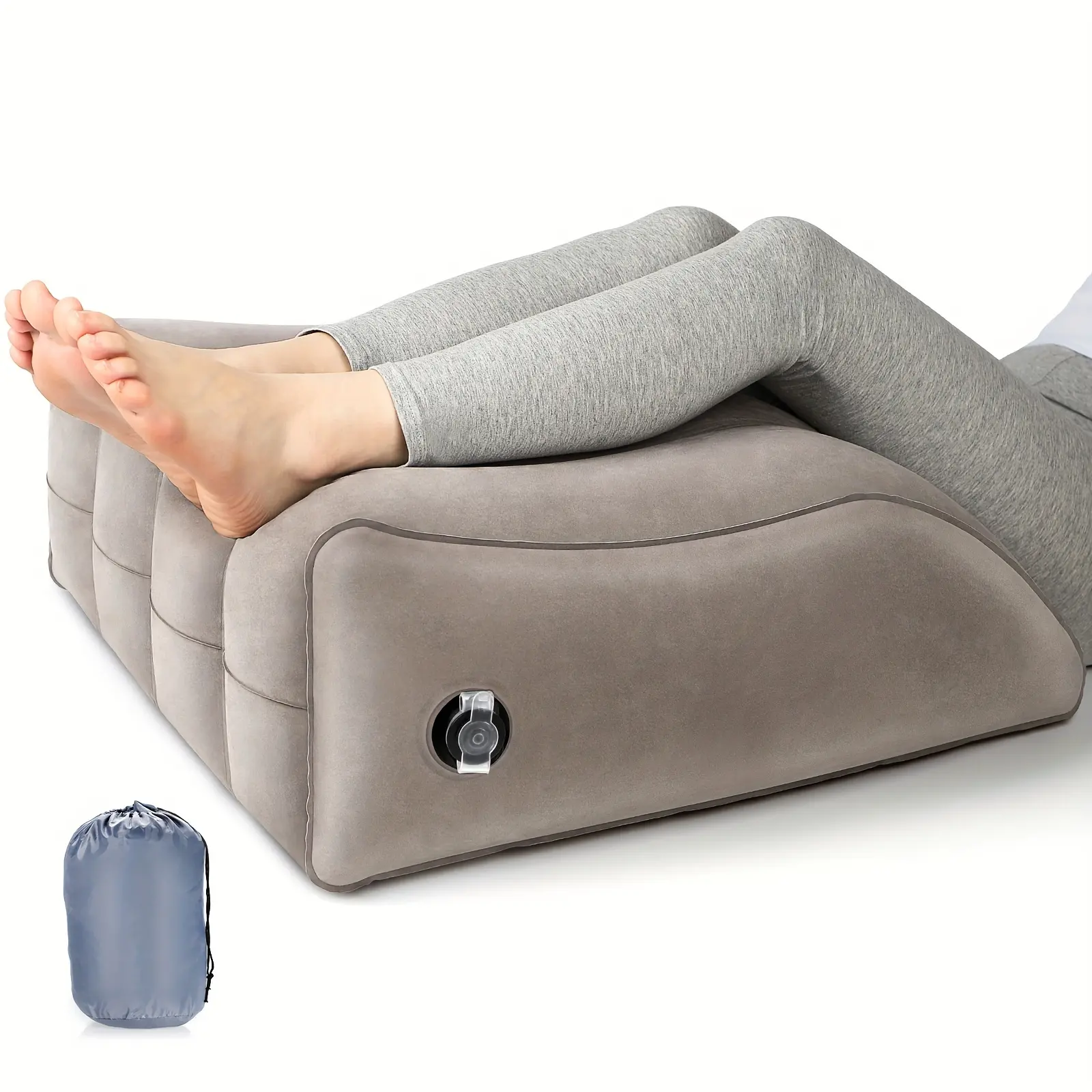 Inflatable Wedge Pillow for Sleeping - PVC & Silk Compact Portable Leg Support Cushion, Adjusts Easily, Inflates in Under 30 Seconds, Damp Cloth Cleanable for Post-Surgery Hip Comfort