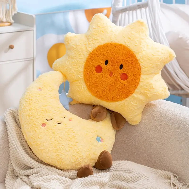 Sun and Moon Plush Pillow, 50cm Cute Design for Home Decor, Stylish Soft Cushion for Bedroom and Sofa