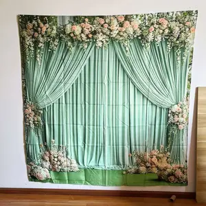 Floral Pattern Bathroom Accessories, 1/4 Counts/setIncluding Shower Curtain & Toilet Lid Cover & RectangularMat & U-shaped Mat, Bathroom Decor Supplies, Flower