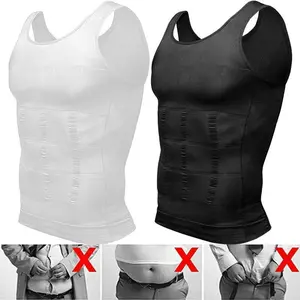 Mens Body Shaper Vest Compression Shirt Muscle Tank Tight Tummy Undershirts Breathable Athletic Sleeveless Tank Top Men Shapewear Workout Gym Running Fitness TanksGift