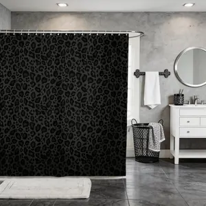 Feelyou Modern African Cheetah Wildlife Shower Curtain Set, Gray Waterproof Washable Leopard Print Bathroom Accessory, with 12 Hooks for Kids