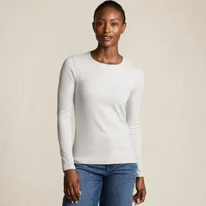 Lands' End Women's Long Sleeve Micro Rib T-Shirt - X Large - Soft Light Gray Heather