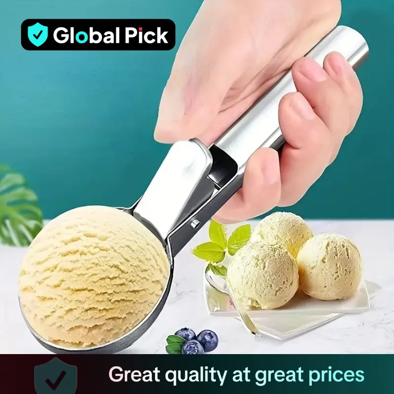 Stainless Steel Ice Cream Scoop, 1 Count Ice Cream Spoon with Trigger, Modern Metal Ice Cream Scoop, Kitchen Utensils & Gadgets