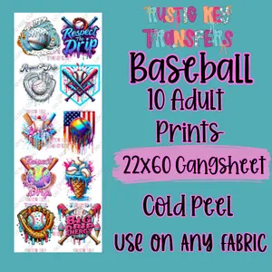 Baseball DTF Transfer Gangsheet 22x60