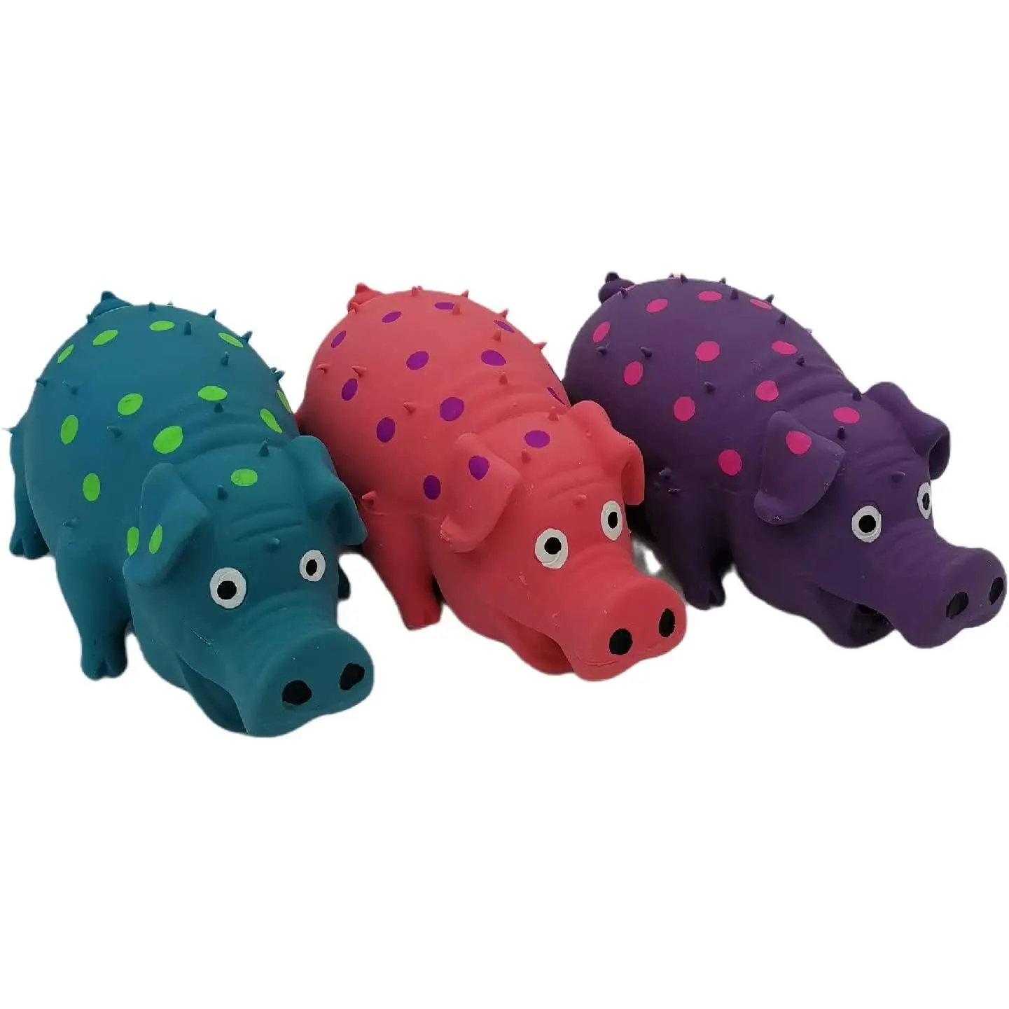 3 Pack Latex Pig  Toys That Oinks  Squeaky  for Small Medium Large Dogs (Red, Blue, Purple)