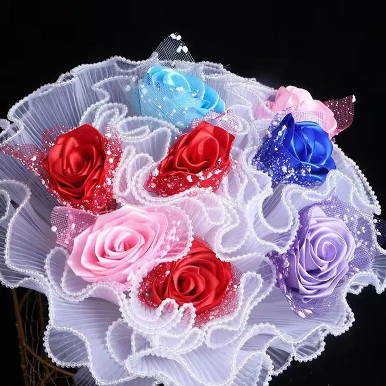 Flower Wrapping Net (1 Set), Artificial Pearl Decor Flower Wrapping Net, Decorative Flower Wrapping Net for Wedding Party, Bouquet Floral, Gift Wrapping Supplies