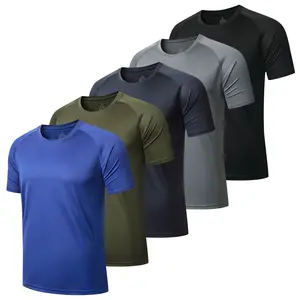 5 Pack Men's Solid Color Quick Dry Breathable Shortsleeve Spring and Summer Shirts Crew Neck Comfortable T-Shirt Moisture Wicking Mesh Athletic Training Workout Tops Gym Shirts All Season Activewear Athleisure Style