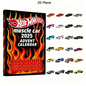 Hot Wheel Muscle Car 2D Flat Hanging Ornament, Advent Calendar, 24 Days Christmas Countdown Gift Box, Acrylic Material, Holiday Gift Idea