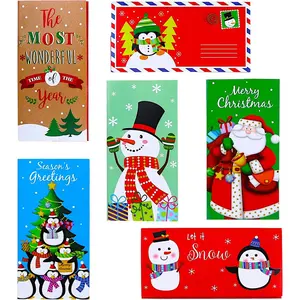 30-Pack Christmas Gift Card Money Holders with Envelopes 3.25x6.25-Inch 6 Festive Designs Holiday Cash Check Holder Party Favors
