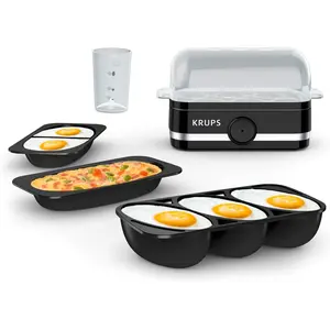 Simply electric plastic and stainless steel egg cooker 6 eggs 400 watts hard medium and soft boiled poached scrambled omelets rapid cook black