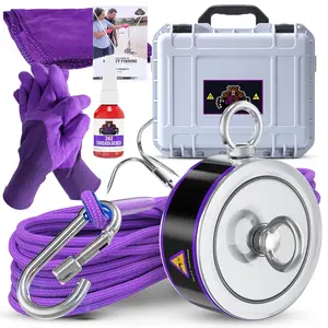 2600LB's Complete  Fishing Kit | Double Sided Fishing  Kit with Case | Includes  Neodymium N52 , Durable 65ft Rope, Carabiner, Gloves, Grappling Hook & Carry Case