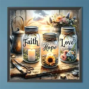 Blessing Wish Bottle Landscape Diamond Painting Cross Stitch Kit, Handmade Gifts, DIY Supplies Type, Perfect for Home Decor & Gift Ideas