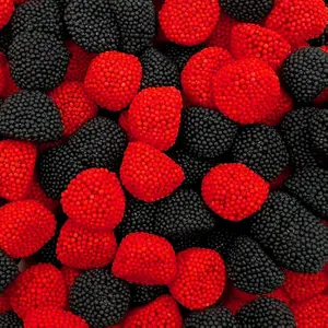 Berries Gummy Candy | 1-Pound Bag | Crunchy Raspberry and Blackberry Chews