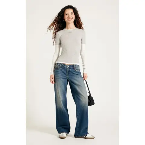 Pacsun Women's Zoe Low Rise Girlfriend Jeans Medium Indigo