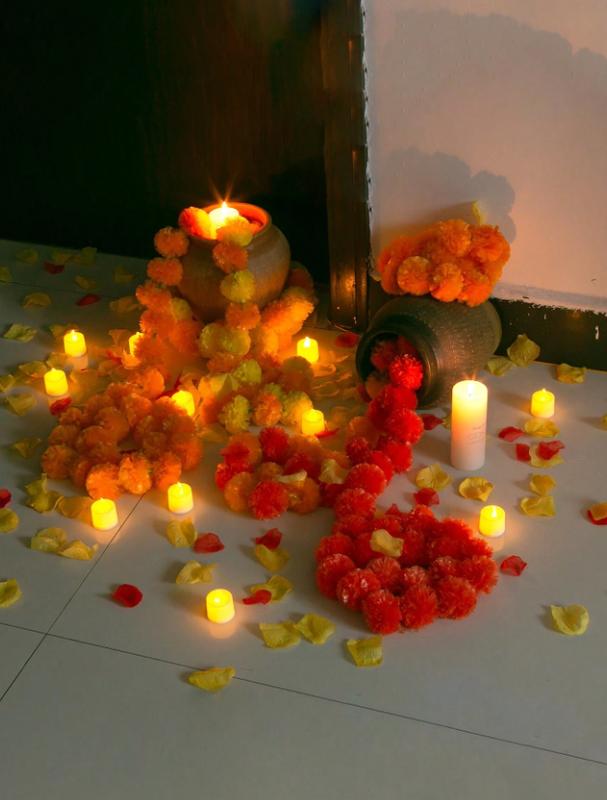 1pc 60 Inch Long Artificial Artificial Marigold Rattan Decoration, Suitable For Wedding, Puja, Halloween, Day Of The Dead And Other Occasions Decoration Rama Decoration