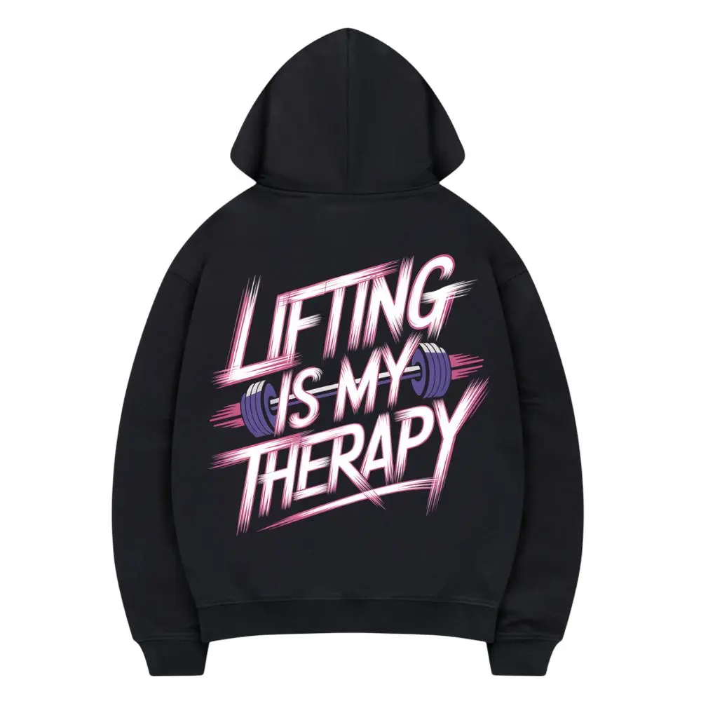 Lifting Is My Therapy Hoodie, Funny Gym Workout Hoodie, Weightlifting Fitness Graphic Sweatshirt, Bodybuilding Gift, Gym Lover Pullover