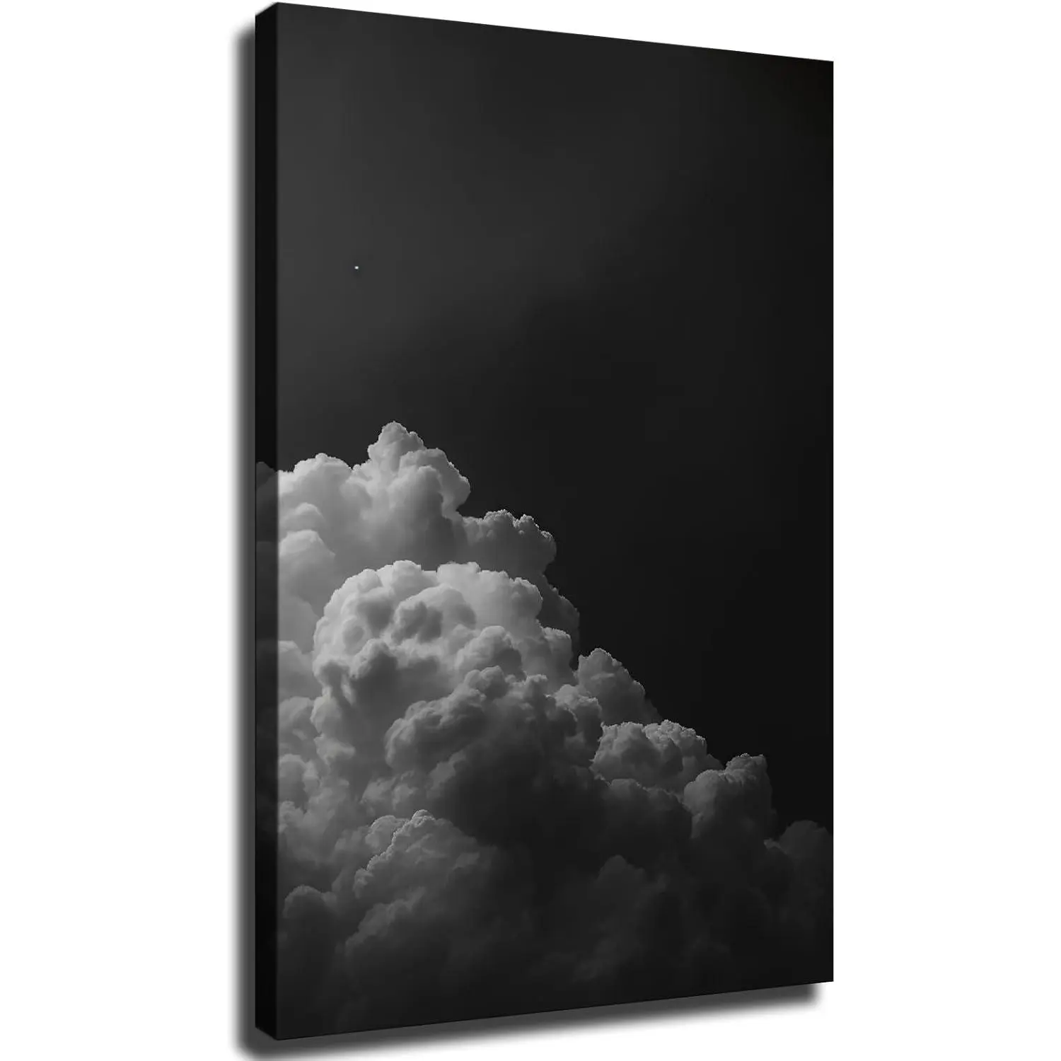 16x24 in Framed Artistic Black and White Storm Cloud Wall Art - Moody Sky Photography Print for Modern Minimalist Room Decoration