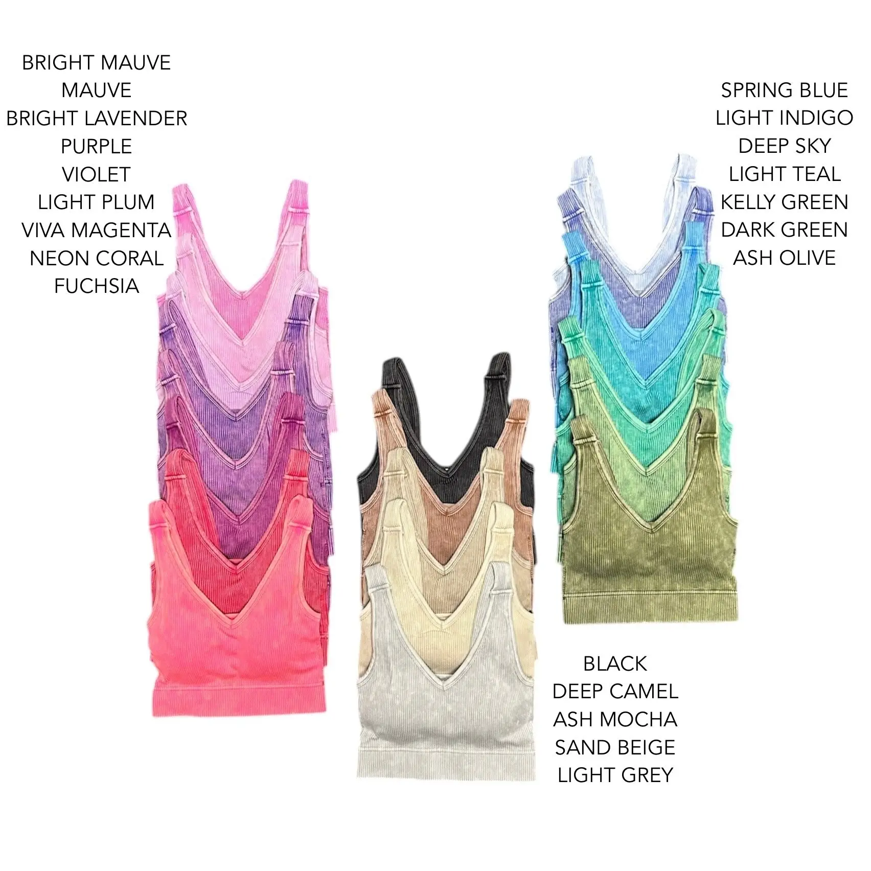 "Erin" Washed Padded V-Neck Brami (Multiple Colors)