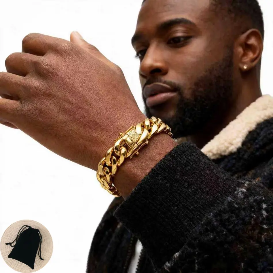 Unisex Miami Cuban Link Bracelet • High Quality Hypoallergenic Stainless Steel • Nano Vacuum Gold Plated • 6–20mm Width • 7.5"–10.5" Length • Trendy & Versatile Stainless Steel Cuban Bracelet Fashionable Jewelry Elegant Minimalist Bangle tiktokshopsingg