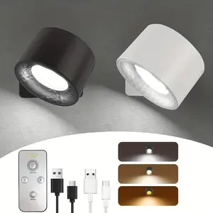 360° Rotating LED Wall Lamp | Remote Control | 3 Color Modes | USB Rechargeable