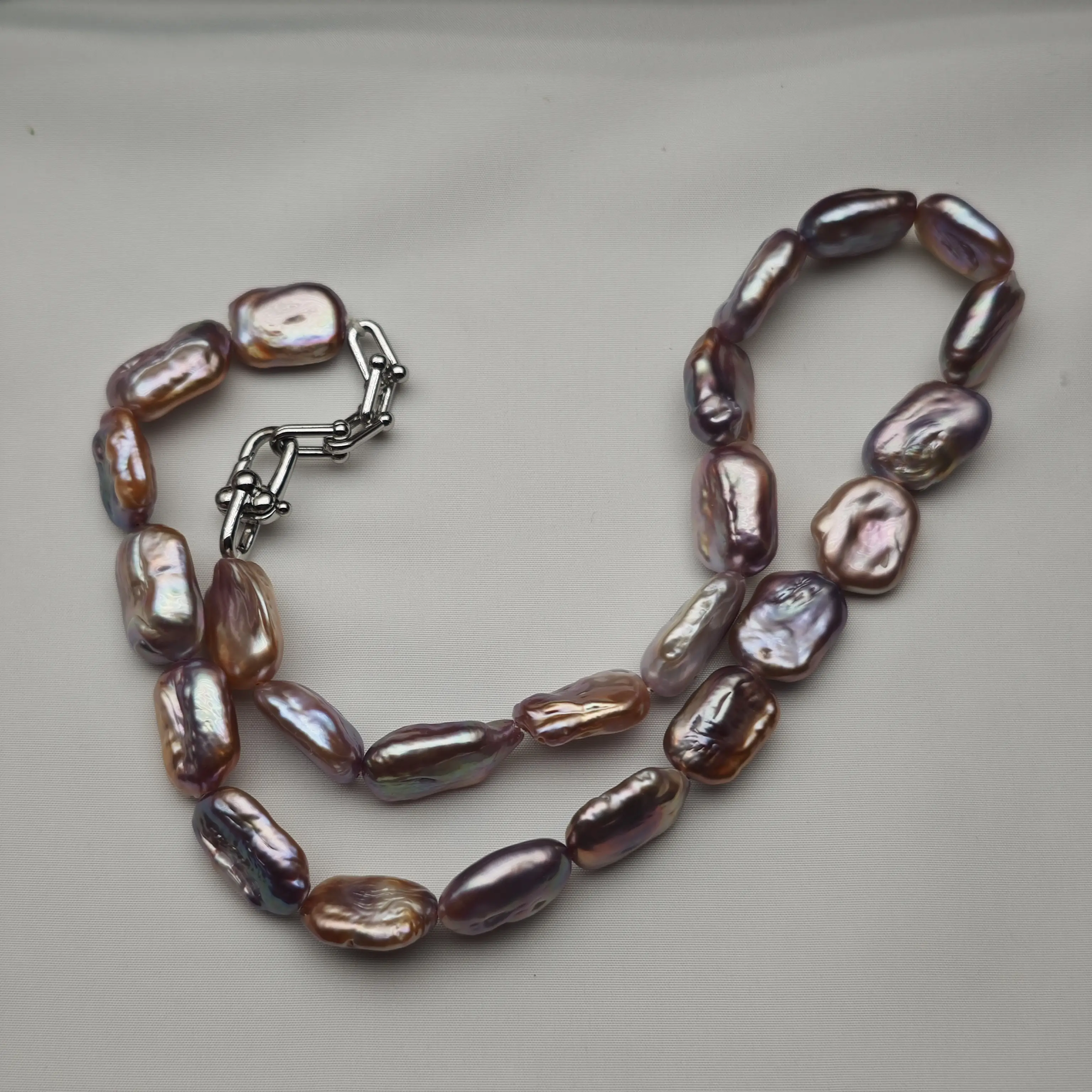 N561 Demon Purple Square Shape Fresh Water Pearl Full Strand Necklace