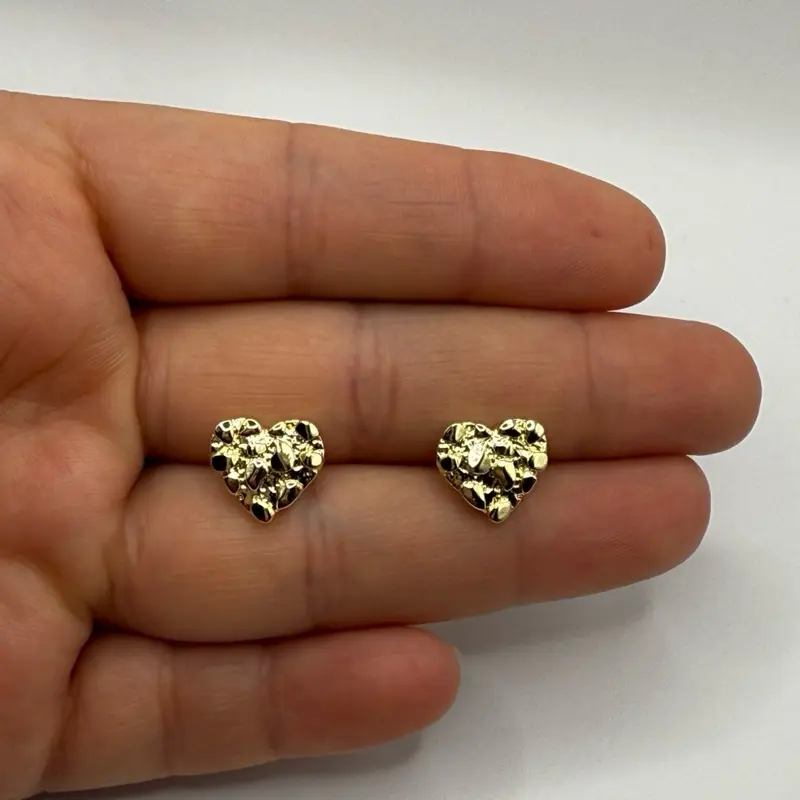 Gold Plated Nugget Earrings Heart Style Fashion Earrings Beautiful Earrings for Stylish Accessories Gold Plated Nugget Earrings Heart Style Fashion Earrings Beautiful Earrings for Stylish Accessories