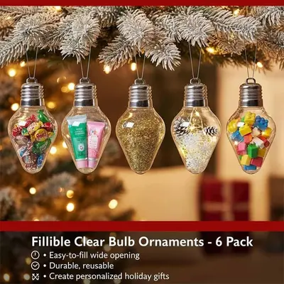2026 New Christmas Light Bulb Gift Jar, DIY Plastic Bulb Ornament Gift