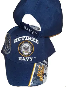 CrazyCoolBuys Usa Retired Navy Baseball Style Embroidered Hat Blue Ball Cap Vet Us Veteran