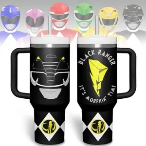 Black Ranger Tumbler with Handle & Straw - 40oz/20oz Travel Mug | Keeps Drinks Cold All Day