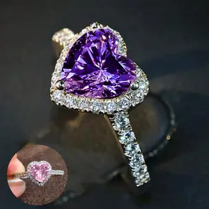 Elegant Heart Shape Cubic Zirconia Ring for Women as Valentine's Day Gift, Engagement Party, Wedding Anniversary,