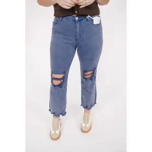 Z Acid Wash Distressed Jeans, BLACKBERRY