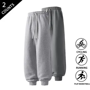 2-Pack Men’s Elastic Drawstring Sweatpants for Workouts, Sports, and Everyday Casual Jogger Pants