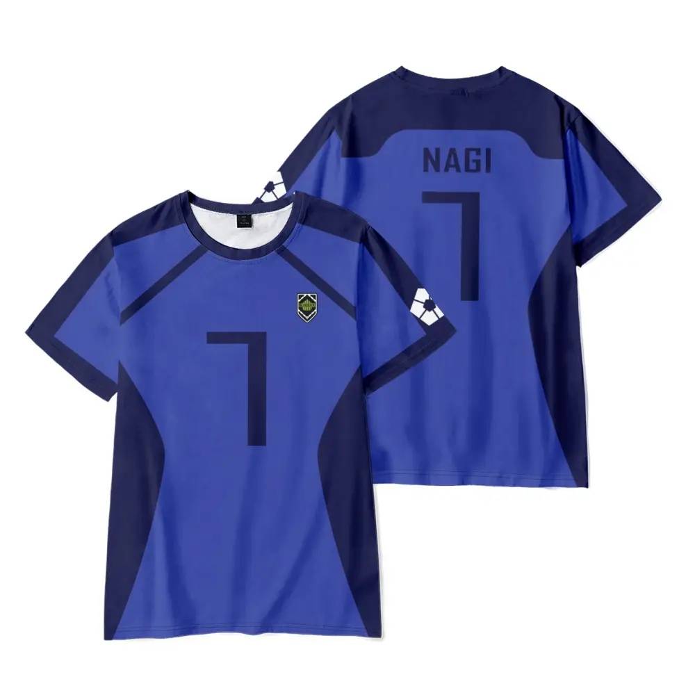 Summer new product BLUE LOCK blue digital 3D digital printed sports short sleeved T-shirt