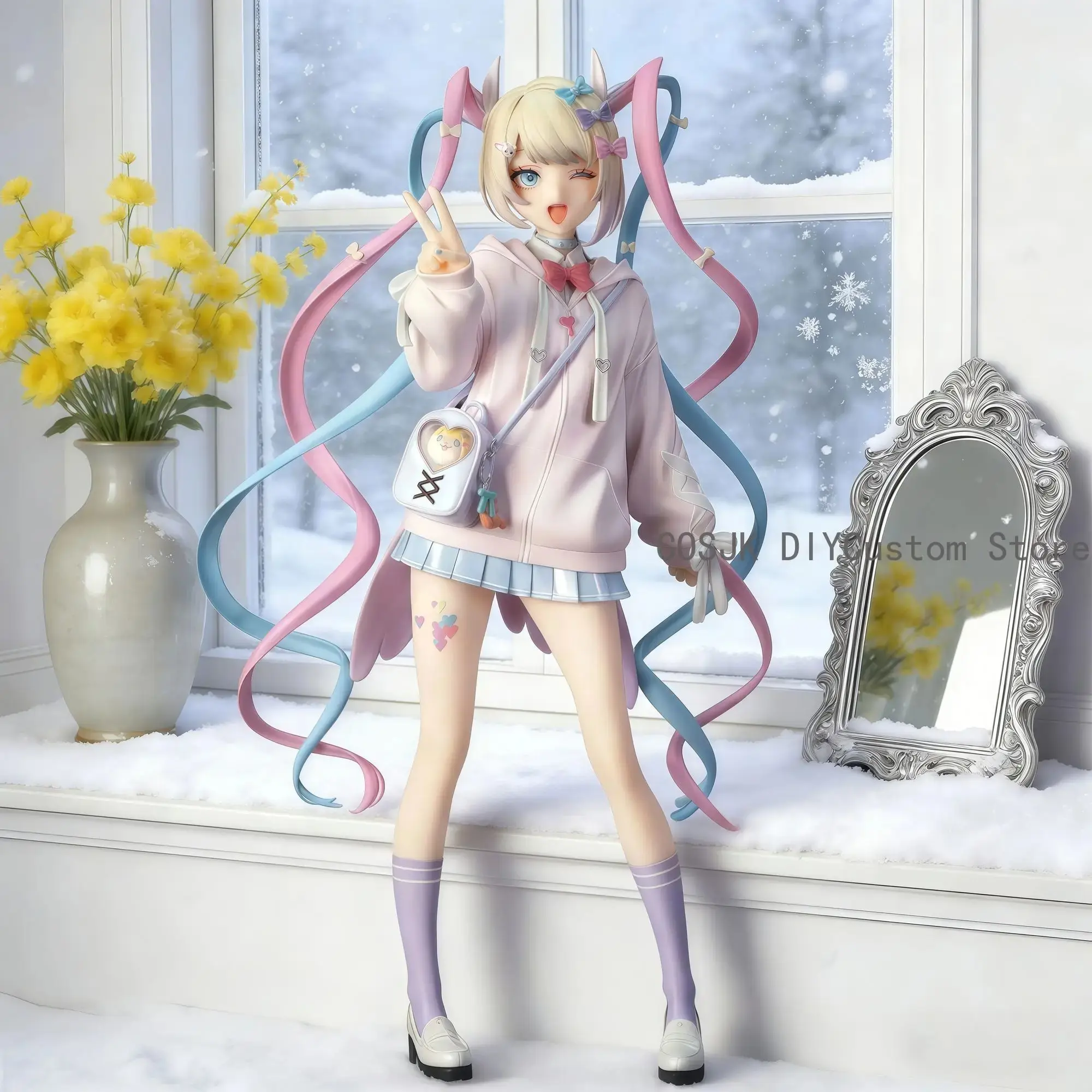 Game NEEDY GIRL OVERDOSE Rain  Anime Cosplay Q Version PVC Figure Model Statue Toys Desktop Ornament Xmas Birthday Gift