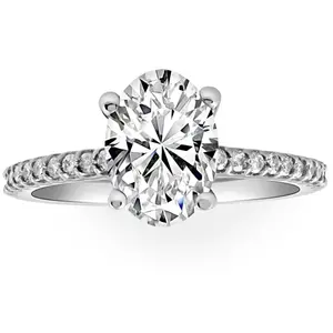 2 1/2Ct Oval Lab Grown Diamond Engagement Ring in 14k White or Yellow Gold