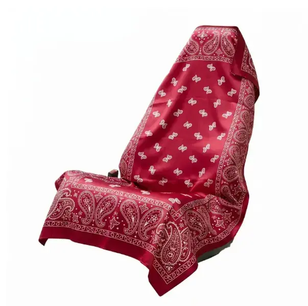Red Paisley Bandana Car Seat Cover Towel, Vintage Western Style Auto Seat Protector, Universal Interior Seat Wrap, Washable Vehicle Seat Cover for Daily Driving Road Trips and Outdoor Adventures