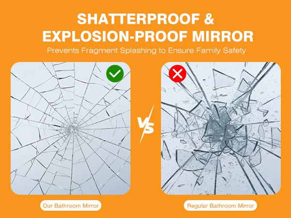 Anti-Rust Aluminum Alloy Framed Bathroom Mirror – Farmhouse Rounded Rectangle Vanity Mirror for Wall – Tempered Glass, Scratch-Proof, Fade-Free & Fast Fog Dispersion – Vertical Mountable