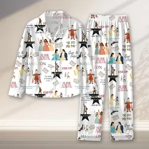 Hamilton Musical Short Satin Pajamas, Broadway Theater Pajamas, Stylish Satin Sleepwear, Hamilton Fan Gift Outfit, Alexander Hamilton Pajamas Set, Luxury Musical Sleepwear for Women