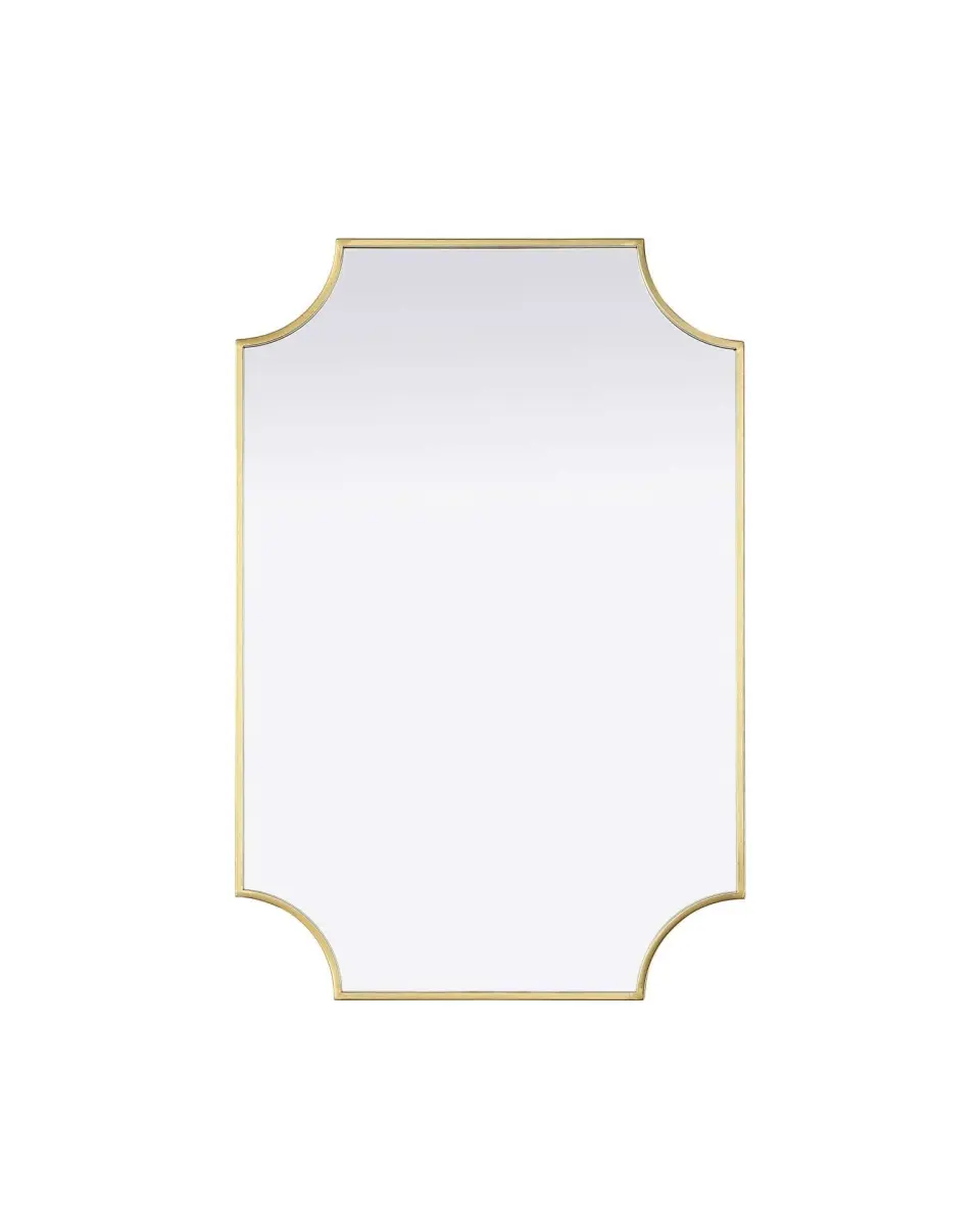 Elegant Kitchen & Bath MR3D2436BRA 24 x 36 in. Rectangle Notched Metal Mirror, Brass