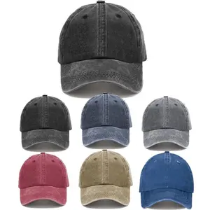 Washed Baseball Cap Solid Color Hat Retro Adjustable Dad Hats Gift for Men/Women, Unstructured/Cotton