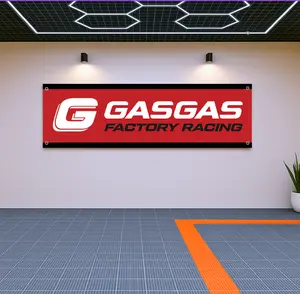 GasGas Factory Racing Flag Banner 71x24" – MX Garage Wall Art, Dirt Bike Decor, Gift for Motocross Fans, Racing Banner