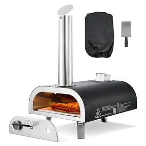 fathersdaygift VEVOR Outdoor Pizza Oven, 12 Inch Wood Fired Pizza Ovens, Pellet Pizza-Stove with Thermometer, Portable Pizza-Maker for Outside Backyard Patio Camping, Pizza-Stone, Carry Bag, Shovel, Black