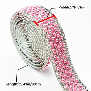 Half Pearl Diamond Strips 0.79in Width 35.43in Length Lace Tapered Diamonds for Hats Clothes Shoes Schoolbags