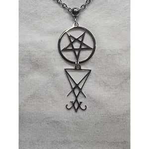 Lucifer Sigil with Inverted Pentagram on Stainless Steel Necklace - Modern Versatile Accessories Hypoallergenic Jewelry for Witch & Occult Enthusiasts