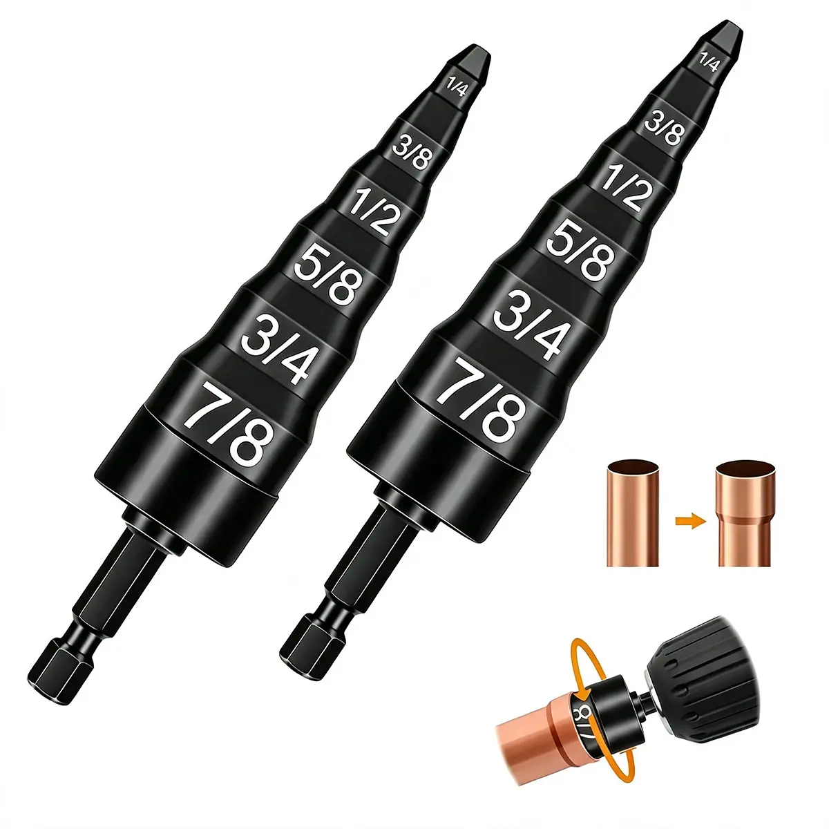 6 in 1 Swage Tool HVAC Repairing Set, Air Conditioner Copper Tube Expander Swaging Tool with 1/4" 3/8" 1/2" 5/8" 3/4" 7/8" Bits