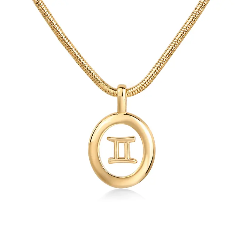 PAVOI 14K Gold Plated Women's Floating Astrology Pendant Necklace with Zodiac Charm