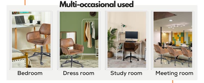 Homy Casa Ross Classic Upholstered Suede Fabric Office Chair with Mid-Back Support Adjustable Height 360-Degree Swivel for Home Bedroom Makeup Studying & Small Spaces Ergonomic Vanity Chair