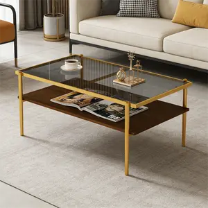 Sleek Tempered Glass Coffee Table with Metal Legs - Easy Assembly for Living Room